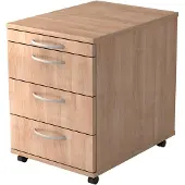 Hjh OFFICE PRO BARI 1606 BO - Rolcontainer Hout Walnoot met 3 lades Kunststof handgreep