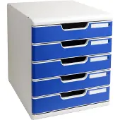 Exacompta MODULO A4 Office Blauw, ladebox 5 laden gesloten A4/A4+, geruisloos, veiligheidsstop, stapelbaar