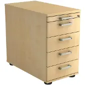 Hjh OFFICE PRO SIGNA SC50 CE - Rolcontainer Esdoorn Hout met 4 lades Chrome metaal handgreep