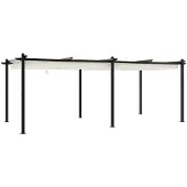 vidaXL Prieel met uittrekbaar dak 3x6 m aluminium crèmekleurig