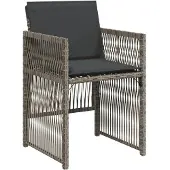 vidaXL 11-delige Tuinset met kussens poly rattan grijs