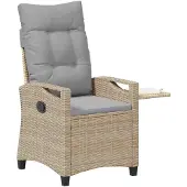 vidaXL Ligstoel voor Tuin Beige en Lichtgrijs 56 x 60 x 112 cm