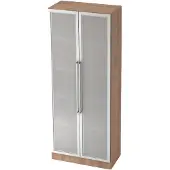 Hjh OFFICE PRO SIGNA G 7100G CE - Walnoot/Zilver Hoogte van de map | 5 OH Kast met matglazen deuren Chrome metaal handgreep