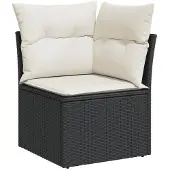 vidaXL 6-delige tuinmeubelset met kussens, zwart, polyrotan