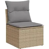 vidaXL 5-delige tuinmeubelset met kussens, beige, van polyrotan