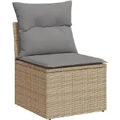 vidaXL 7-delige Loungeset met kussens poly rattan beige