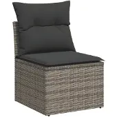 vidaXL 8-delige tuinmeubelset met kussens, grijs, polyrotan
