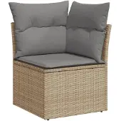 vidaXL 5-delige tuinmeubelset met kussens, beige, van polyrotan