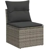 vidaXL 6-delige Loungeset met kussens poly rattan grijs