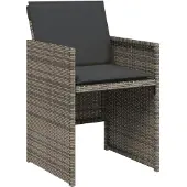 vidaXL 11-delige Tuinset met kussens poly rattan grijs