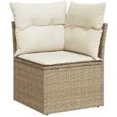 vidaXL 4-delige Loungeset met kussens poly rattan beige