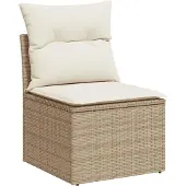 vidaXL 5-delige Loungeset met kussens poly rattan beige