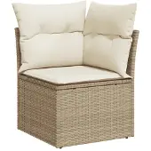 vidaXL 6-delige tuinmeubelset met kussens, beige, polyrotan