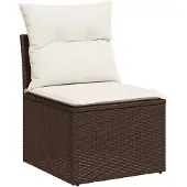 vidaXL 5-delige Loungeset met kussens poly rattan bruin