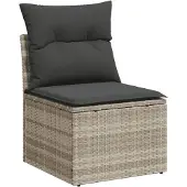 vidaXL 12-delige Loungeset met kussens poly rattan lichtgrijs
