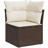 vidaXL 6-delige Loungeset met kussens poly rattan bruin