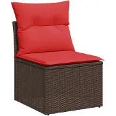 vidaXL 5-delige tuinbankset met kussens, bruin polyrotan
