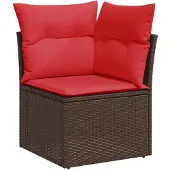 vidaXL 11-delige tuinbankset met kussens, bruin polyrotan