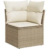 vidaXL 7-delige tuinmeubelset met kussens, beige, van polyrotan