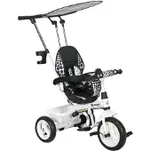 HOMCOM 6-in-1 driewieler met duwstang, kinder driewieler met zonnescherm, mand, wit