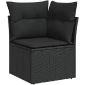 vidaXL 10-delige Loungeset met kussens poly rattan zwart