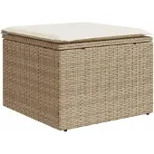 vidaXL Tuinkruk met kussen 55x55x37 cm poly rattan beige