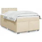 vidaXL Boxspring met matras stof crèmekleurig 120x190 cm