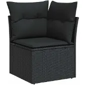 vidaXL 8-delige tuinmeubelset met kussens, zwart, polyrotan