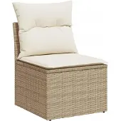 vidaXL 5-delige tuinmeubelset met kussens, beige, van polyrotan