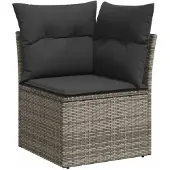 vidaXL 10-delige Loungeset met kussens poly rattan grijs