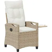 vidaXL Verstelbare tuinstoel, beige en crème, 56 x 60 x 112 cm