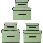 Merkloos Opvouwbare opbergboxen met deksel, 6 stuks, lichtgroen