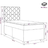 vidaXL Boxspringbed met matras en LED-verlichting, lichtgrijs, 90 x 190 cm, fluweel