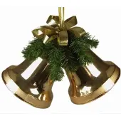 Hortus Twee klokken kerst goud 13 cm groen met strik