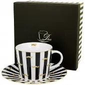 Duo Porseleinen Mok met Schotel 'Snor' - 250ml - Cadeauverpakking