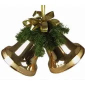 Hortus Twee klokken kerst goud 10 cm groen met strik