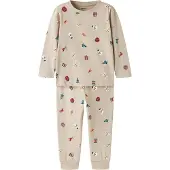 Name it Nachtkledij 'NMNVISMAS' beige / spar / donkerrood / wit