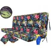 PillowPrim Waterdichte Tuinkussen voor Schommelbank 120x105cm - Inclusief Extra Kussens