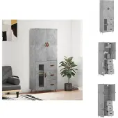 vidaXL Hoge kast 69,5x34x180 cm bewerkt hout betongrijs