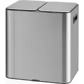 Hjh OFFICE Afvalverzamelaar / afvalscheidingssysteem Clean 10 - 30L (2x15L) roestvrij staal zilver
