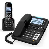 Amplicomms BigTel 1580 Combo, analoge/DECT-telefoon, draadloze en bedrade handset, luidsprekerfunctie, 100 nummers, nummerherkenning, zwart