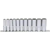 Ks Tools 911.0611, set doppen, 3/8 inch, 11 stuks, chroom-vanadiumstaal, conform DIN 3120, ISO 1174, DIN 3124, ISO 2725, 750 g