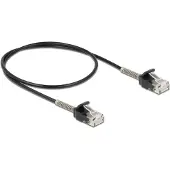 DeLOCK Kabel, RJ45-connector naar RJ45-connector, met kabelbescherming, Cat.6A, 50 cm, zwart, 0,5 m, Cat6a, U/UTP (UTP), RJ-45, RJ-45, zwart