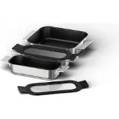 NEFF Kookgerei-set voor inductiekookplaten, model Z9403FF0 (roestvrij staal/zwart, 1x middelgroot, 2x klein met glazen deksel)