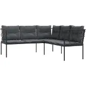 vidaXL Tuinset, L-vormig, met kussens, zwart, staal en textiel