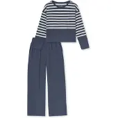 Schiesser Pyjama ' Casual Nightwear ' blauw / natuurwit