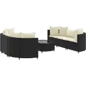 vidaXL 7-delige Loungeset met kussens poly rattan zwart