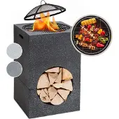 Blumfeldt Monolith vuurschaal met grill MGO & stalen schaal incl. vonkenscherm