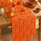 Famanu – Herfsttafelloper, Halloween-decoratie, modieus, zacht, pluche, fluweel, tafelloper