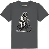 Watabout.kids Shirt 'Mops auf Fahrrad' antraciet / zwart / wit